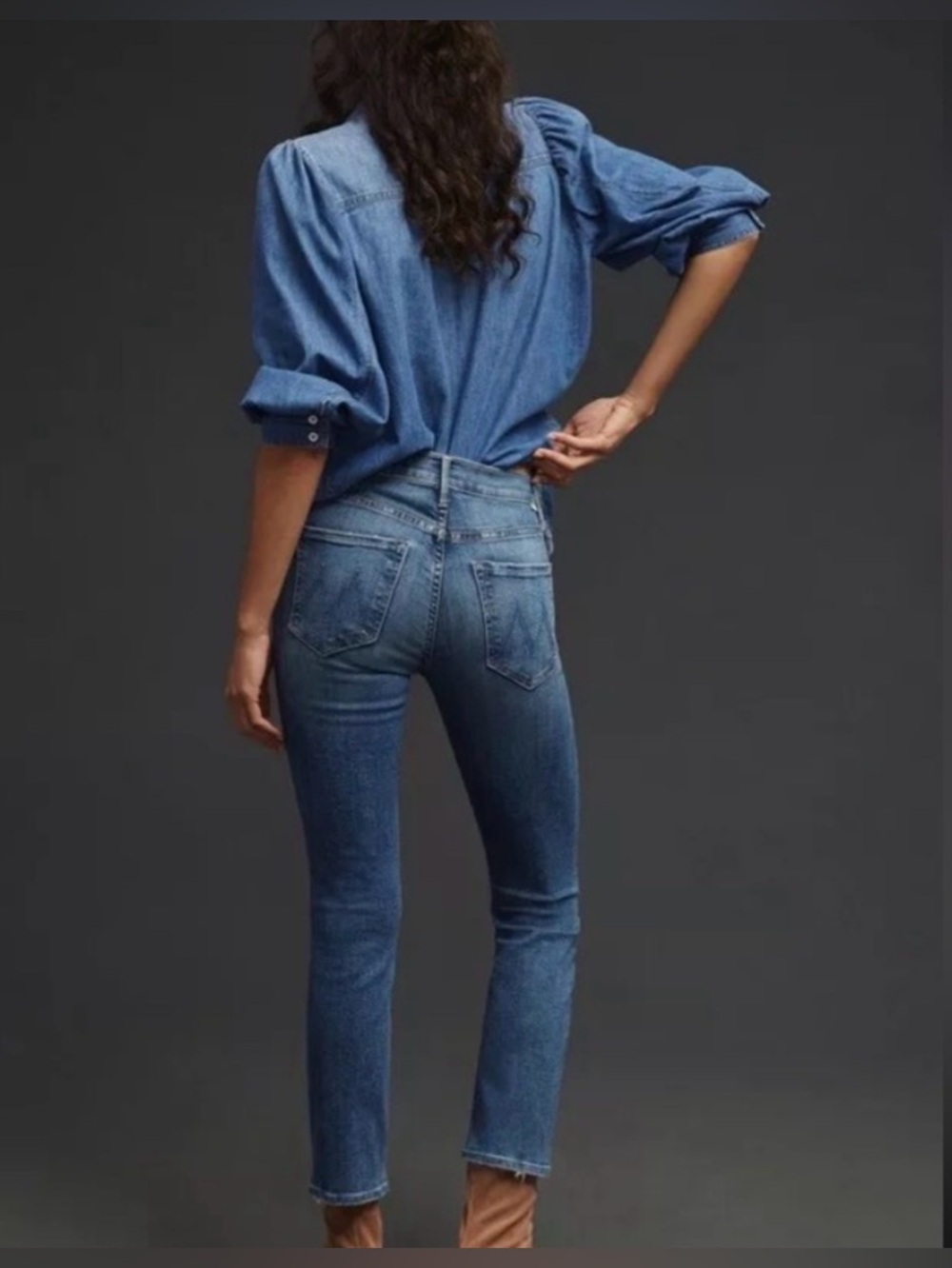 Mother The Mid Rise Dazzler Ankle Jeans Healing Jar Wash Blue - Picture 2 of 7
